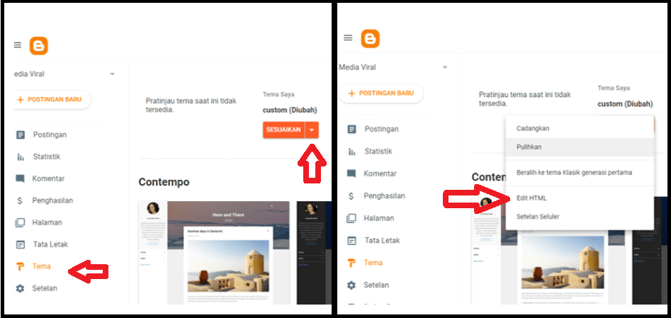 Mengedit Tampilan Template Bloger (Customize)