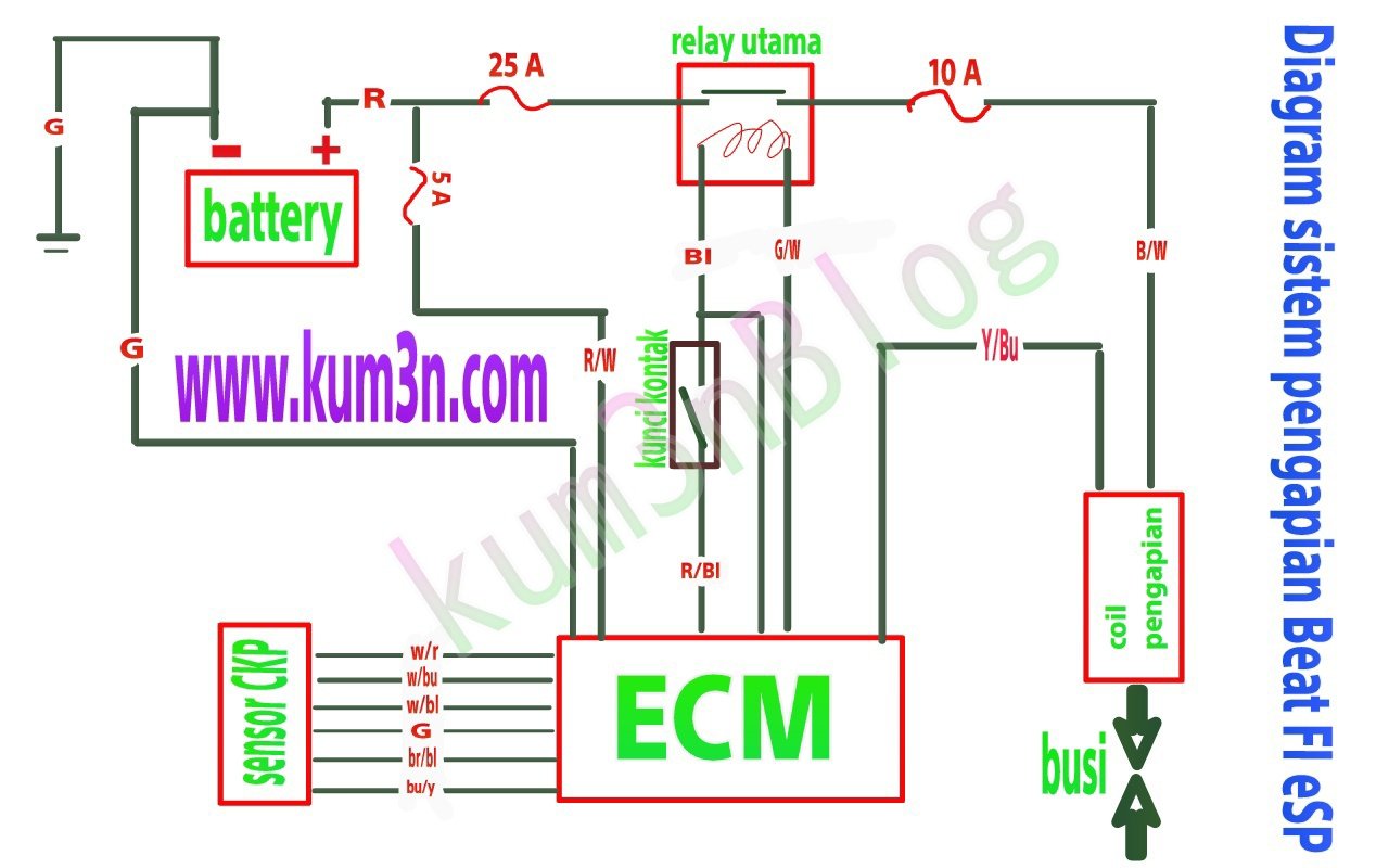 Gambar Skema Diagram Kelistrikan Pengapian Beat FI ESP