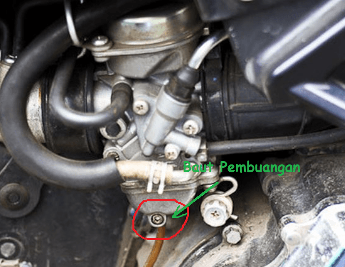 baut pembuangan bensin karbu motor 1
